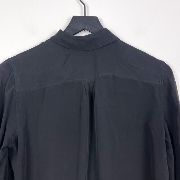 AX Armani Exchange Womens 100% Silk Button Down Blouse Black Top - S - Picture 7 of 8